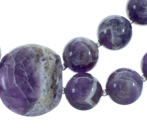 Native American Amethyst Sterling Silver 2-Strand Bead Necklace X10839